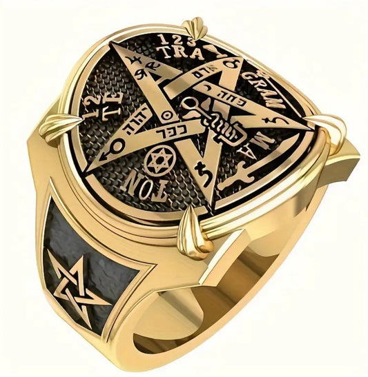Anillo Tetragrammaton Dorado Protección, energía y estilo egipcio