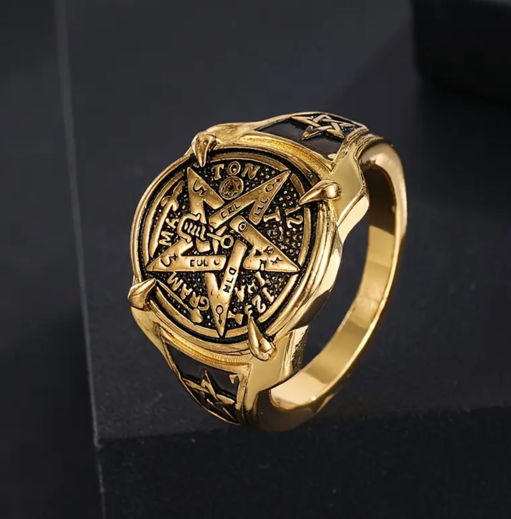 Anillo Tetragrammaton Dorado Protección, energía y estilo egipcio