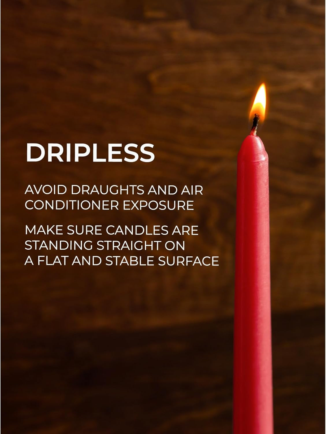 8 Inch Tapered Candles Set of 12 - Dripless Dinner Candle Sticks - Long Burning Candlesticks Perfect for Dinner, Party or Wedding Decor - Red Candles